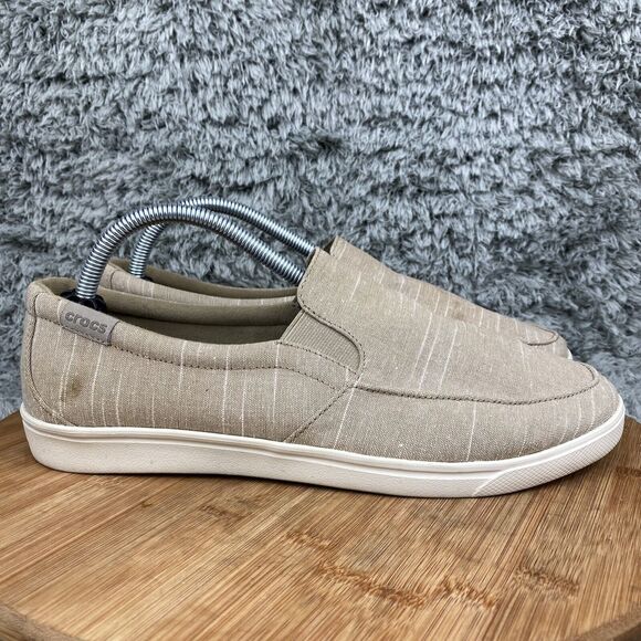 Crocs Shoes - Crocs Citilane Sneakers Women's 11 Slip On Beige Canvas Shoes